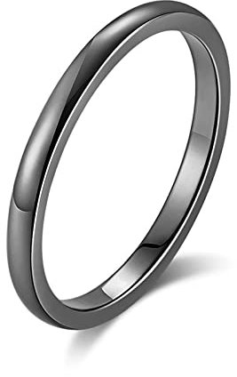 Gualiy Trauringe Verlobungsringe, Ring Edelstahl Titan 2MM Dünne Stapelbare Bands Ring Pinky Ring Größe 60 (19.1)