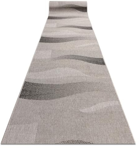 rugsx Läufer SIZAL FLOORLUX Modell 20212 Silber/schwarz 120x440 cm
