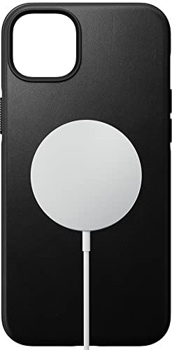 NOMAD Modern Leather Case für iPhone 14 Plus | Schutzhülle aus Polycarbonat und hochwertigem Echtleder | MagSafe-kompatibel | Farbe: Schwarz