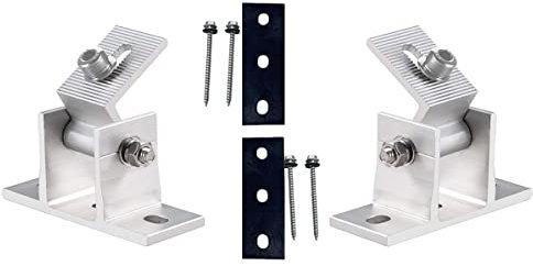 Trango - 2er Set - Vario Aluminium Solarmodul Halterung - Für Flachdach, Wand, Boden, Boot, Wohnmobil - Stufenlos einstellbar - Neigungswinkel 10-60° - Klemme zur Montage von PV-Anlage