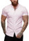 URRU Men's Muscle Dress Shirts Slim Fit Stretch Short Sleeve Casual Button Down Shirts for Men Pink M