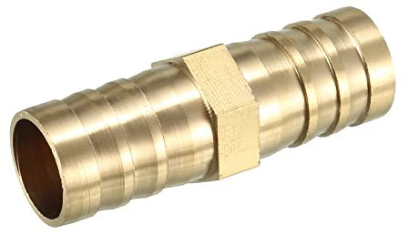 QUARKZMAN 1 Pezzo Raccordo in Ottone Dritto Connettore Accoppiatore 16mm Dia Dritto Barb Flessibile Raccordoper Tubo Collegamento Giardino per Tubo Gas Aria [Tono Oro]