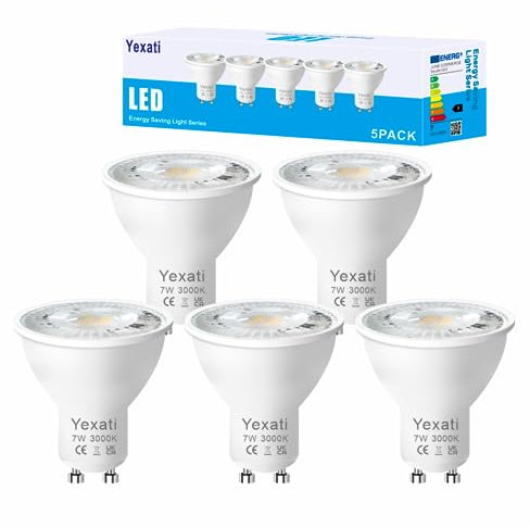 Yexati GU10 Led Lampe Warmweiss,7w Ersetzt 80w Glühbirne,660LM,3000k Warmweiß Leuchtmittel,Abstrahlwinkel 120°Reflektorlampen,Nicht Dimmbar,5 Stück