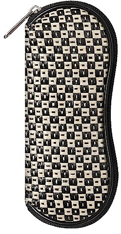 MoKo Custodia per Occhiali da Sole, Astuccio Portatile a Cerniera Leggera, Design Intrecciato, Custodia per Il Trasporto, Montature, Borsa per Trucco, Chiavi, Matite, Carte - Bianco & Nero