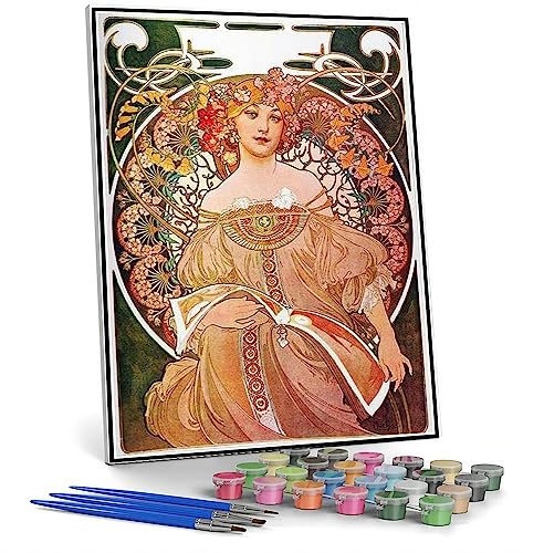 Peinture par numéros pour adultes Rêverie Alphonse Mucha Peinture par Alphonse Mucha Peinture à faire soi-même Peinture par numéros Kits sur toile