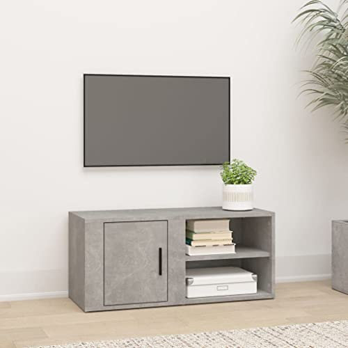 Youuihom TV-Tische, HiFi-Schränke, TV-Möbel, TV-Media-Konsole, TV-Schrank Betongrau 80x31,5x36 cm Holzwerkstoff Geeignet für Schlafsäle, Wohnungen, Villen, Schlafzimmer, Wohnzimmer, Stuben