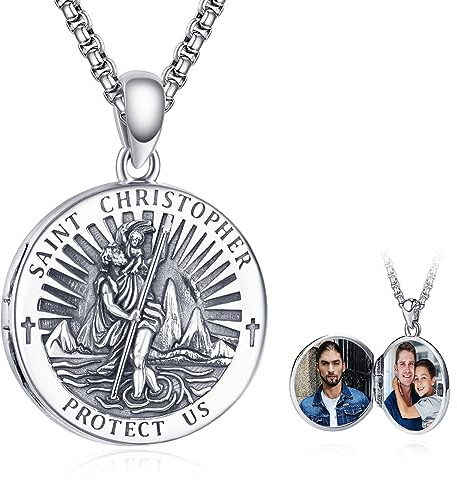 ADMETUS 925 Sterling Silber Heiliger Medaille | Heiliger Amulett Halskette Schutz Anhänger Schmuck für Herren with 2.5mm 22+2 Rolo Ketten