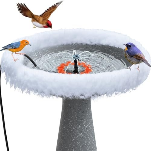 iKuchelife Vogeltränken-Heizung für Draußen mit Wasserpumpe, Enteiser für Vogeltränken mit Thermostatsteuerung und 1M Langem Kabel, Teich-Enteiser 70W für Patio Hof Verschiedene Vogeltränken