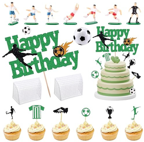 ARONRAVE Tortendeko Fussball, 23 pcs fussball deko geburtstag kinder Fussball Deko Torte Kuchendeko Fußball Spieler Torte Dekorationen Fussball Geburtstag für Fußball Party Dekoration