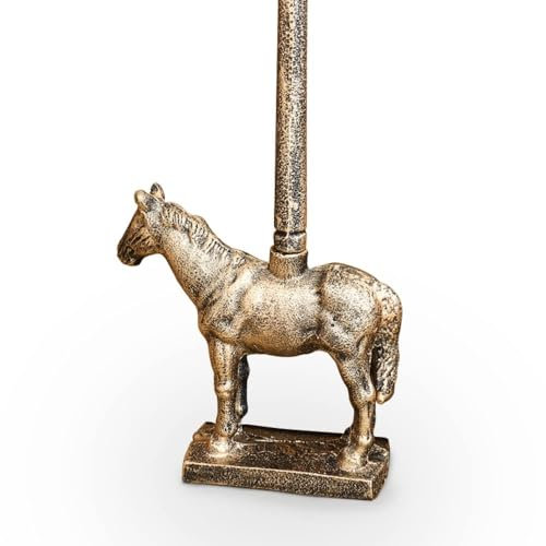 TentHome Heavy Duty Cast Iron Horse Door Stopper with Handle, Antique Stops for Home Office (Gold-Horse)