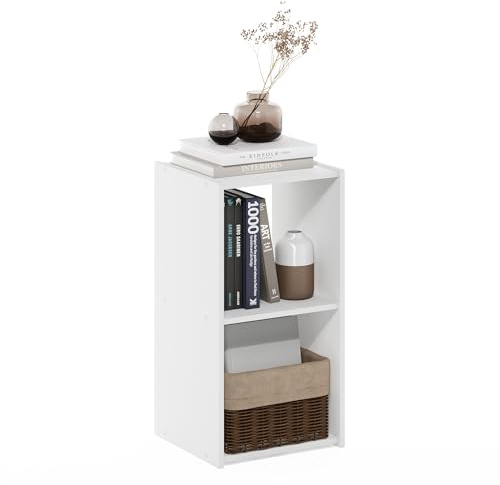Furinno Pelli kubischer Aufbewahrungsschrank, 2x1, Weiß | Bücherregal, 29,5 (T) x 31 (B) x 61,4 (H) cm, für Wohn- und Schlafzimmer, Homeoffice