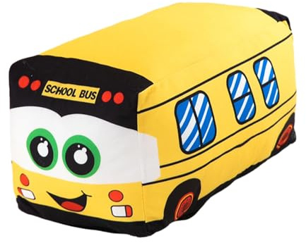 Perfeclan Plüsch-Schulbus, gefülltes Auto, Spielzeug, Schlafenszeitbegleiter, kuscheliges Dekokissen für Arbeitszimmer, Wohnzimmer, Ornamente, gelb 35cm