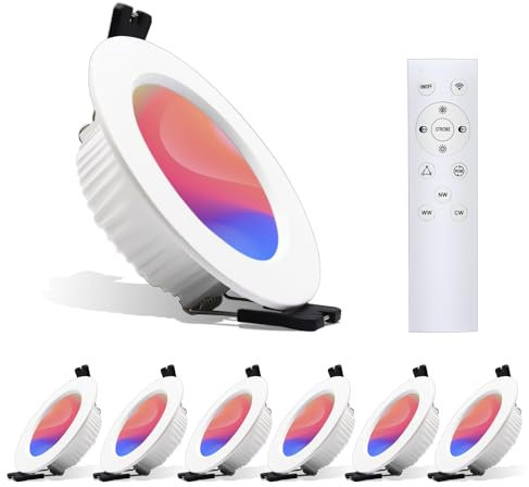 Großcat LED Einbaustrahler RGBW Smart LED Spots 230V Dimmbar APP Bluetooth Einbauspots warm und kaltweiss farbwechsel, 2700K-6000K, 6er Set 5W, Alu, LED Downlight für Gästezimmer Wohnzimmer