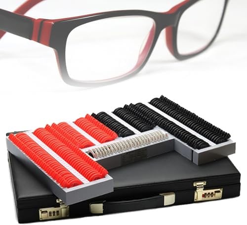 Naturalpowev Optical Trial Lens Set 266 pcs/set Optical Lens Optometry Kit with Leather Password Box, Optometry Optician Test for Hyperopia, Myopia, Presbyopia, Astigmatism