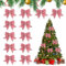 Udbrud 12 Pièces Noeuds de Ruban de Noël, 12x15cm Noeud Noel Sapin, Arcs de Noël Pailletés Noeud Decoration Noel, Scintillant Deco Sapin de Noel pour Portes, Fenêtres, Jardins (Rose)