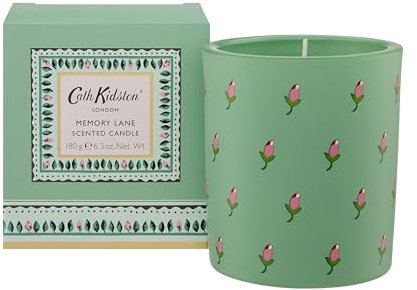 Cath Kidston Home Fragrance | Memory Lane Glas Duftkerze 180 g Hellgrün | Reisegröße & vegan freundlich | Schönheitsgeschenk für Sie | Weihnachtsstrumpffüller
