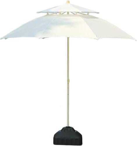 Parasols 9' Parasol de Plage/Piscine/Jardin/Patio Double Dessus, Parasol de Table extérieur de marché résistant à l'eau/aux UV Parasol extérieur Parasols d'extérieur, Blanc cassé, Ft/270 cm