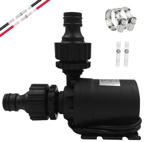 Pompa dell'Acqua DC 12V, 800 L/H, 19W 5M Pompe Sommergibile a Basso Rumore per Fontana Solare, Laghetto, Acquario