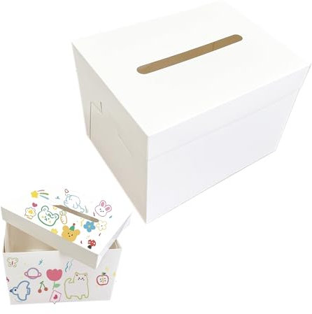 Neylokfen DIY Boite Carte Blanche pour Cagnotte Anniversaire Mariage Grand Format 30 * 22 * 22cm Urne Enveloppe Reception Boite de Cartes Anniversaire Blanc (1 PC)