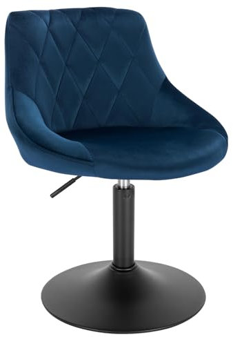 WOLTU Verstellbarer Sitzhocker Stuhl Arbeitshocker Bürohocker Schminkhocker mit Rückenlehne aus Samt und Metall höhenverstellbar drehbar, Sitz 42-58 cm Hoch, Blau, BH242bl-1