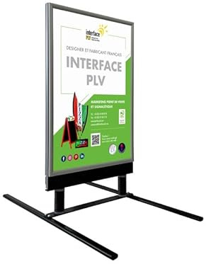 Panneau en bois gris sur ressorts avec porte affiche alu format A1 - Dimensions 110 x 63 cm