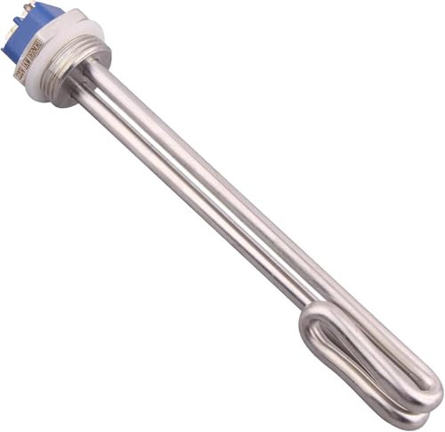 DERNORD Heating Element 220V 1000W 1 Inch Short Folding Type Electrical Brewing Water Boiler Heater BSP Thread Stainless Steel Flange