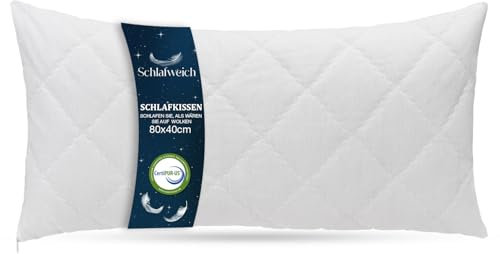 Schlafweich Kopfkissen 40x80 cm groß - 1er Set Kissen für Bett und als Dekokissen - Verstellbares Kissen mit Reißverschluss - Sofakissen - Zierkissen für Couch und Sofa - Waschbar bis 60° - Weiß