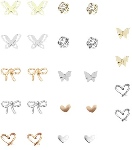 12 Paar Ohrstecker Silber 925 Silber, Ohrringe Damen Hypoallergen Cubic Zirkonia Ohrstecker Set ohrringe Silber 925 Stecker für mehrere Piercings (6 Stile, Gold und Silber)
