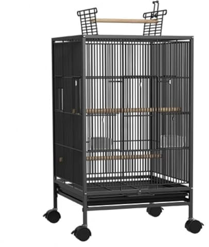 Vogelvoliere XXL Innen, Vogelkäfig Wellensittich, mit Oberlicht-Design und Abnehmbaren Rollen, for Nymphensittiche, Sonnensittiche(Black,24 * 16.5 * 31in)