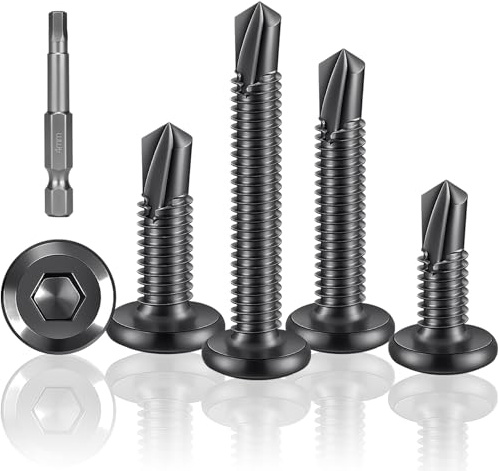 120 Stück Selbstschneidende Schrauben Schwarz M5,5x19mm Innensechskant | selbstschneidend flachkopf rostfrei bohrschrauben mit Innensechskant-antrieb für metall holz kunststoff bau diy