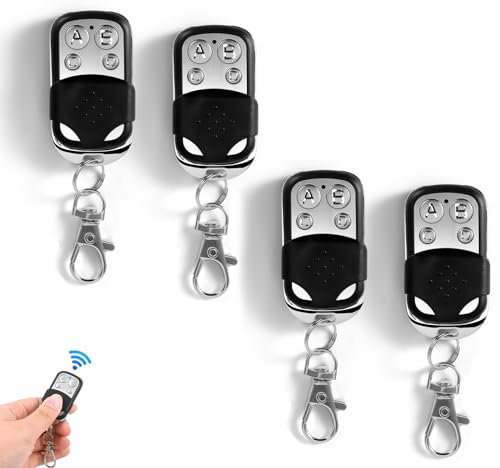 4 Stück Universal Garagentor Fernbedienung, 433 MHz Fernbedienung Klonen,Garagentoröffner Fernbedienung Mit 4 Tasten Fernschalter für Schalter Licht, Auto Garagentor Tor, Rollladenschalter
