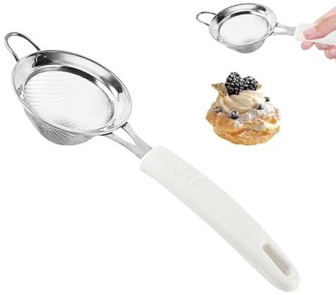 Fine Mesh Sieve Double Layer Stainless Steel 500 Micron Metal Strainer, Kitchen Aid for Sieving, Filtering and Rinsing for Food, Rice Strainer, Stainless Steel Double Layer 30 Mesh Pasta Strainer