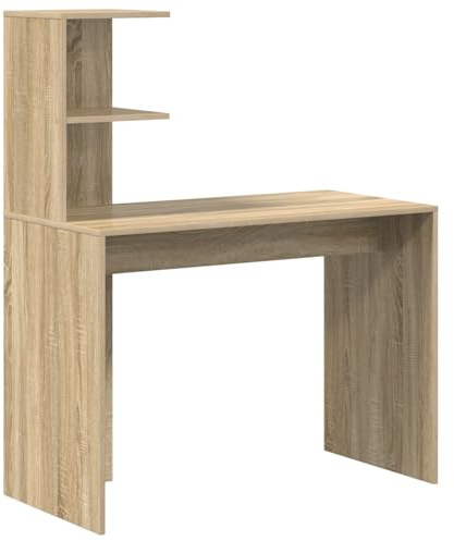 vidaXL Sonoma Eiche Schreibtisch mit eingebauten Regalen | Massivholz moderner Stil für Dein Heimbüro, kompaktes Design zum Schreiben und Studieren.