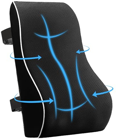 Zyluniy Ergonomisches Rücken-Kissen aus Memory Foam, Rückenkissen aus Memory Foam, Lendenkissen für Bürostuhl, Lendenkissen für Rollstuhl mit antistatischem, hautfreundlichem Bezug