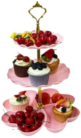 JYARZ Tortenplatte Tortenständer Cupcake Ständer Tasse Kuchen Obst Dessert Party Server Platten Steht Eleganter Tortenständer(Pink)