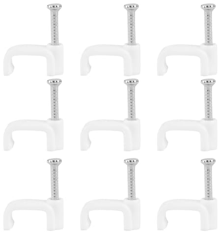 OUNONA 500 Stück Kabelclips Kunststoff Kabelhalter mit Stahlstift Nagel Kabelschellen für LED USB Tv Vga Kabel Netzwerkkabel Befestigung Weiß Robust und Korrosionsbeständig