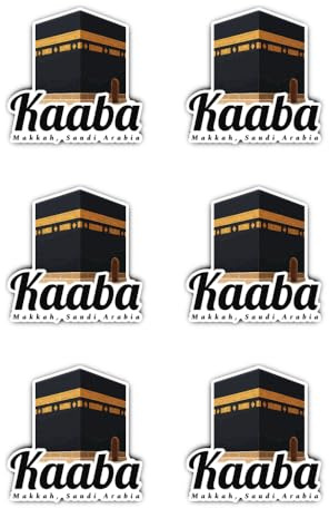 Laminierte Aufkleber: 50 mm, 6 Stück - Kaaba Makkah Saudi Arabia glänzende Vinyl Sticker