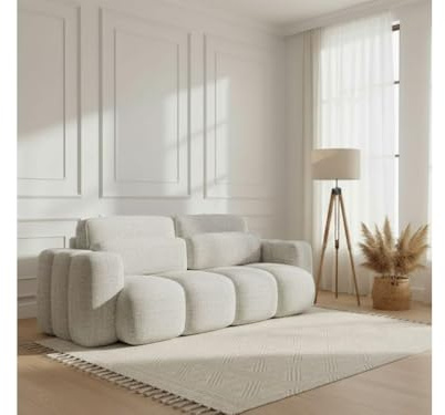 TRADA Sofa mit Schlaffunktion, Bloom, 275x90x110 cm, Beige | Mit DL-Ausklappsystem, Sitzer Wohnzimmer Sofabett mit 150x200 Liegefläche, Schlafsofa mit Bettkasten