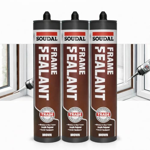 Brown Frame Sealant 270ml – Flexible Waterproof Perimeter Sealant for uPVC, Aluminium & Wooden Window & Door Frames, Glazing & Masonry Joints, Paintable (Pack of 3)