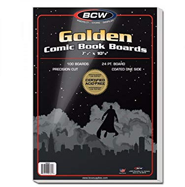 BCW Golden Age Comic Backing Boards - 100 Pack | Certified Acid-Free Comic Book Storage | 7 1/2 x 10 1/2 Inch Dimensions | Archival-Quality Boards for Comic Book Collection Protection