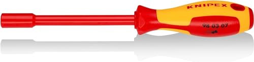 KNIPEX Steckschlüssel mit Schraubendreher-Griff isoliert mit Mehrkomponenten-Hüllen, VDE-geprüft brüniert 237 mm, 98 03 07