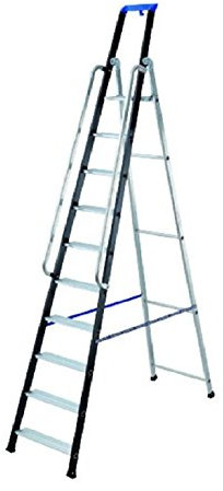 Gierre AL770 - Escalera profesional de aluminio de tijera Stabila Pro (10 peldaños), negro