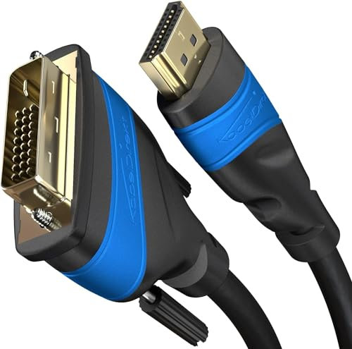 KabelDirekt – Cable adaptador HDMI-DVI – 0,5m (bidireccional, DVID 24+1/High Speed, 1080p/Full HD, cable de video digital, conecta dispositivos HDMI a monitores DVI o viceversa, negro)