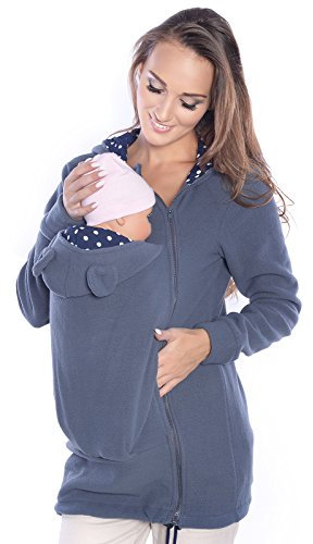 Tragejacke / Fleecepullover für Tragetuch Tragepullover für beide 3073A (38, Grau)