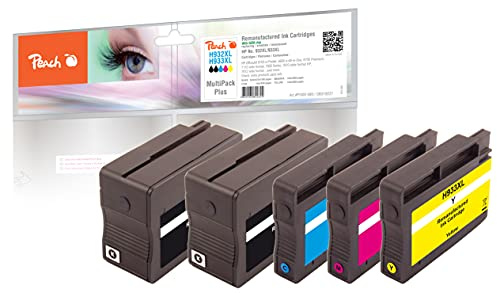 Peach H932/933 Spar Pack Plus Druckerpatronen XL (2xBK, C, M, Y) ersetzt HP No. 932XL*2, No. 933XL, C2P42A für z.B. HP OfficeJet 6600, HP OfficeJet 6700 Premium, HP OfficeJet 7610 Wide Format