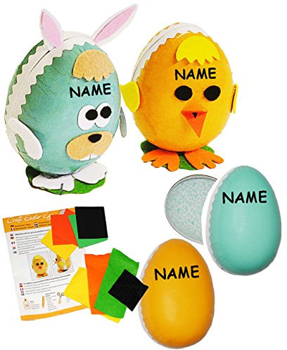 alles-meine.de GmbH Bastelset - Osterhase & Osterküken - incl. Name - Füll - Pappei/Osterei - Deko Ei zum Befüllen - Komplettset - Deko Pappe Papp - Ostereieier - Kinder & ..