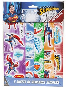 Joy Toy 301040 - Superman Sticker wiederverwendbar 5 Bögen auf backercard, 21 x 29.5 cm