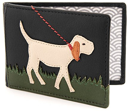 Yoshi Dog Walk - Tarjetero de piel para paseo, diseño de ostras, Black, Contemporáneo