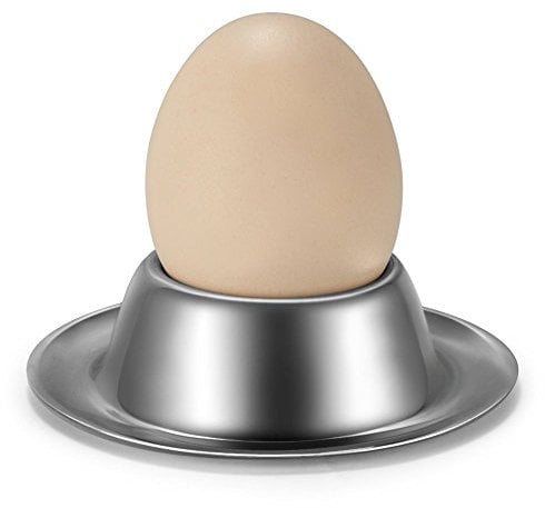 Flexzion 2 Stück Eierbecher aus Edelstahl - Stapelbar Eier Becher Egg Cup Eierständer Ständer Eierbecherhalter Set für Frühstück Brunch, Weiche Hart Gekochte Eier Servieren Stand Küche Restaurant