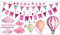 015 Wandtattoo Girlande Wimpelkette Ballon Wolke Aquarell - in 6 Größen - Kinderzimmer Sticker Babyzimmer Wandaufkleber niedliche Wandsticker süße Wanddeko Wandbild Mädchen (750 x 420 mm)